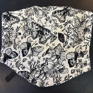 Floral Butterfly Print Women's Top - Black and White